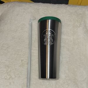 Starbucks Siren 1971  Stainless Steel Tumbler with Green Lid.